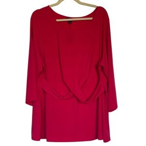 ALFANI Women's Flamenco Pink 3/4 Sleeves Crossover Wrap Tunic Top Size 3X NEW